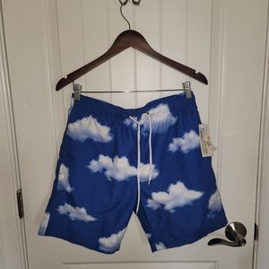 NWT US Surf Club Blue sky Cloud Swim Trunks Mens Small 203421P6